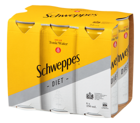 Schweppes Diet Tonic 6 Pack 250ml Cans