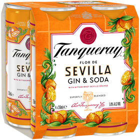 Tanqueray Sevilla & Soda 5% 4x250ml Cans