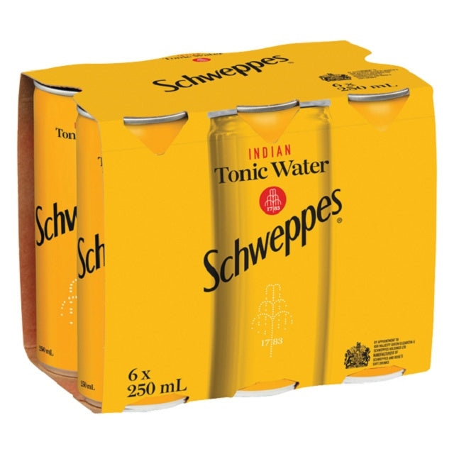 Schweppes Tonic 6 Pack 250ml Cans Alcohol Delivery