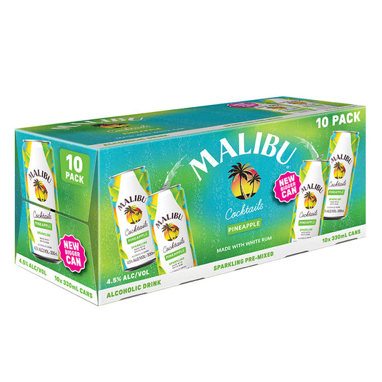 Malibu Cocktails Pineapple 4.5% 330ml 10pk Cans