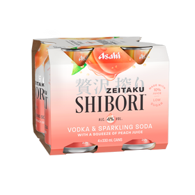 Asahi Shibori Vodka & Sparkling Soda Peach 4% 330ml 4pk Cans