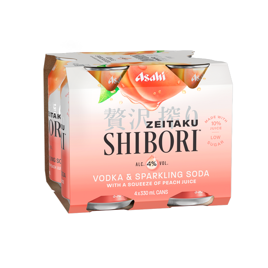 Asahi Shibori Vodka & Sparkling Soda Peach 4% 330ml 4pk Cans